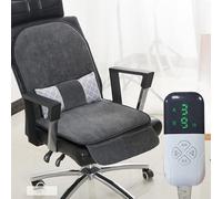 Heated Seat Cushion for Office Chair, Heated Seat Covers with Lumbar Pillow(Blanket Filling) and Pocket, Chair Heating Pad with Adjustable Temperature and Timer(Gray)