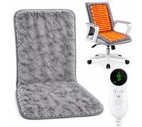 Heated Seat Cushion with Backrest 9-Stage Temperature Control 45 x 88 cm | Large heat seat cushion, heated, machine washable, heating pad with automatic switch-off, heated seat cushion, grey