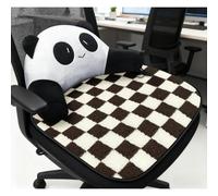 Heated Seat Cushion with USB Power, 48 x 50cm Square Seat Pad and Panda Pillow, Plush Non-Slip Warmer Pad, Portable Heating Cover for Office Sofa Chairs in Winter (Brown)