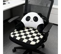 Heated Seat Cushion with USB Power, 48 x 50cm Square Seat Pad and Panda Pillow, Plush Non-Slip Warmer Pad, Portable Heating Cover for Office Sofa Chairs in Winter (Black)