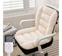 Heated Seat Cushion with Zoned Heating, Heating Pad for Office Chair with 1-12h Timing & 9-Temperature Adjustable, Chair Heater for Home Dorm(White)