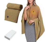 Heated Shawl Wraps for Women, Portable Soft Zipper Electric Heated Blanket Shawls with 10000 mAh Power Bank, 3 Heating Levels for Home, Outdoors (Green)