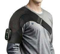 Heated Shoulder Wrap Brace Support, 3 Heat Levels & 3 Vibration Modes Shoulder Massager, 5000mAh Battery for Neck and Trap Relief(Black)