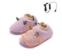 Heated Slippers for Women, USB Electric Heating Slippers, Plush Warmies Slippers for Cold Feet, Indoor Portable Electric Foot Warmer for Women, Microwavable Slippers Women (Purple, 5-6UK)