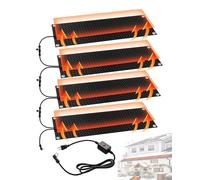 Heated Snow Melting Mat - Outdoor Waterproof & Flexible Heating Mat for Fast Clearing of Ice on Paths, Pavements and Steps (Black-4 Pcs,12x36in)