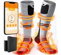 Heated Socks for Men Women, 5000mAh Rechargeable Electric Socks, Washable Hunting Socks, Heated Socks Women with APP Control for Hunting Skiing Fishing Hiking 2025 Upgraded (Gray)