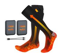 Heated Socks for Men Women,Ferdiiz 7500mAh Rechargeable Battery Winter Warmers with 4 Heat Levels,Full Foot Electric Heating Socks for Skiing, Hiking,Cycling | Machine Washable Cold Foot Warmer