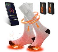 Heated Socks Men Women Electric Socks with App Control 5000mAh Rechargeable Battery Heated Socks for Men Women Winter Thermal Socks Battery Heating Socks for for Hunting Skiing (Black+Gray)