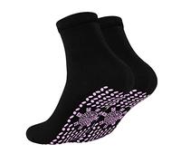 Heated Socks Tourmaline Self Heating Comfortable Winter Warm Unisex Breathable Warm Cotton Socks For Outdoor Skiing Winter Self Heating Socks Wine Football Socks (Black, One Size)
