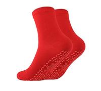 Heated Socks Tourmaline Self Heating Comfortable Winter Warm Unisex Breathable Warm Cotton Socks For Outdoor Skiing Winter Self Heating Socks Wine Football Socks (Red, One Size)