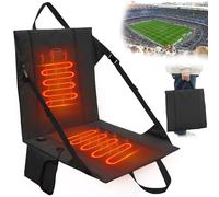Heated Stadium Seat Cushion Pad Cordless Rechargeable 149F USB Battery Heated Bleacher Cushion Portable Heating Pad for Outdoor Camping, Fishing - 3 Heat Settings (Power Bank Not Included) (Large)