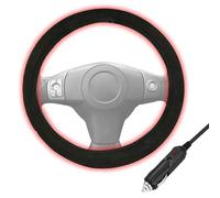 Heated Steering Wheel Cover | 12v Plug-in PU Leather Heated Protector | Winter Car Steering Wheel Warmer Hand Warming Protector Fits For Sedans, SUVs And Trucks