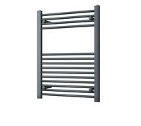Heated Straight Anthracite Towel Rail - For Luxurious Bathrooms - Efficient Towel Warmer & Storage Rack - Bathroom Radiator Towel Rail with Stylish Towel Holder - Easy Installation - H800mm x W600mm
