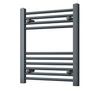 Heated Straight Anthracite Towel Rail - For Luxurious Bathrooms - Efficient Towel Warmer & Storage Rack - Bathroom Radiator Towel Rail with Stylish Towel Holder - Easy Installation - H600mm x W500mm