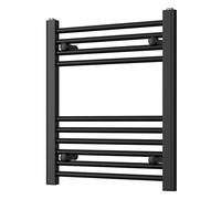 Heated Straight Black Towel Rail - For Luxurious Bathrooms - Efficient Towel Warmer & Storage Rack - Bathroom Radiator Towel Rail with Stylish Towel Holder - Easy Installation - H600mm x W500mm