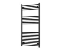 Heated Straight Black Towel Rail - For Luxurious Bathrooms - Efficient Towel Warmer & Storage Rack - Bathroom Radiator Towel Rail with Stylish Towel Holder - Easy Installation - H1200mm x W600mm