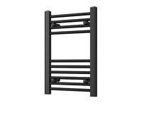 Heated Straight Black Towel Rail - For Luxurious Bathrooms - Efficient Towel Warmer & Storage Rack - Bathroom Radiator Towel Rail with Stylish Towel Holder - Easy Installation - H600mm x W400mm