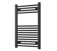 Heated Straight Black Towel Rail - For Luxurious Bathrooms - Efficient Towel Warmer & Storage Rack - Bathroom Radiator Towel Rail with Stylish Towel Holder - Easy Installation - H800mm x W500mm