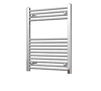 Heated Straight Chrome Towel Rail - For Luxurious Bathrooms - Efficient Towel Warmer & Storage Rack - Bathroom Radiator Towel Rail with Stylish Towel Holder - Easy Installation - H800mm x W600mm