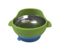 Heated Suction Bowl for Assisted Dining - Double-Layer Stainless Steel & Silicone Design, Anti-Spill Non-Slip Base, Microwave Safe, Easy-Clean Dining Aid for Seniors(Green)