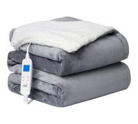 Heated Throw Electric Over Blanket Reversible 160W 10 Temperature Settings Grey