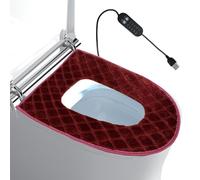 Heated Toilet Seat Cover - 5-Level Adjustable Warmer Pad for Bathroom Comfort | Soft Plug-In Design with Timer Function, Washable Seat Cushion for Winter Morning Use, 43x37cm Red Gray Brown Purple