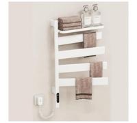 Heated Towel Rack Wall Mounted 180° Rotating, Towel Heater for Bathroom with Timer, LED Display, Overheat Protection, Electric Towel Warmer Rack Hard Wired/Plug-in,White