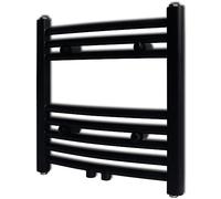 Heated Towel Rail Hot Water Curved Black Steel 480 x 480 mm with 8 Cross Tubes, Energy Saving, Quiet, Ideal for Bathroom, Bedroom, Office and Garage