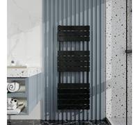 Heated Towel Rail Radiator: Wall Mounted Bathroom Heater with Central Heating, Modern Flat Ladder Panel 1200×450mm Black