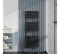 Heated Towel Rail Radiator: Wall Mounted Bathroom Heater with Central Heating, Modern Flat Ladder Panel 1200×450mm Anthracite