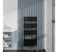 Heated Towel Rail Radiator: Wall Mounted Bathroom Heater with Central Heating, Modern Flat Ladder Panel 1000×450mm Black