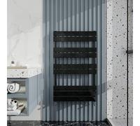Heated Towel Rail Radiator: Wall Mounted Bathroom Heater with Central Heating, Modern Flat Ladder Panel 1000×600mm Black
