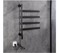 Heated Towel Rail, Smart Electric Towel Warmer, Swivel Rack Wall Mounted Rotating Stainless Steel Constant Temperature Towel Heater for Bathroom/Toilet/Hotel, Black beautiful scenery