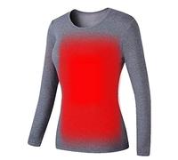 Heated Underwear for Women UK USB Charging Electric Body Warmer Long Sleeve T-Shirt Heated Tops Winter Warming Heating Base Coat Windproof Heated Blouse Washable Thermal Clothes for Fishing Motorcycle