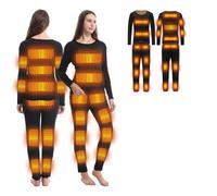 Heated Underwear Set for Women, USB Electric Heated Thermal Underwear, 28 Heating Zones Heated Long Sleeve Tops Long Johns Thermal Set Heating Base Layer for Skiing Hiking Fishing Walking (Black, L)