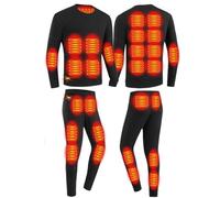 Heated Underwear Set with 28 Heating Zones, Men's Thermal Heated Shirt and Long Johns for Snow Sports