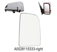 Heated Upper Wing Mirror Glass Replacement Compatible with Sprinter 2006-2018, OEM A0028115233 A0028115333, Passenger and Driver Side for Clear Visibility and Safe Driving(P)