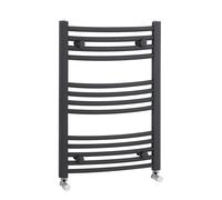 Heated Vertical Towel Rail with Curved Rails - 1051 BTU - 700mm x 500mm - Anthracite
