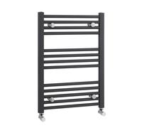 Heated Vertical Towel Rail with Straight Rails - 1028 BTU - 700mm x 500mm - Anthracite