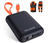 Heated Vest Battery Pack 20,000mAh 7.4 V / 5 V, Battery Pack for Heated Gilet with Built-In USB-C Cable, 1 USB-C & A, 1 DC Port, Rechargeable Power Bank for Heating Vest with LED Display