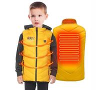 Heated Vest for Boys and Girls Heated Gilet Kids Washable Winter Heated Body Warmer USB Electric Jacket 3 Temperature Levels Windproof Heating Waistcoat for Outdoor Camping Hiking (without Battery)