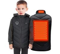 Heated Vest for Boys and Girls Heated Gilet Kids Washable Winter Heated Body Warmer USB Electric Jacket 3 Temperature Levels Windproof Heating Waistcoat for Outdoor Camping Hiking (without Battery)
