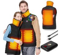 Heated Vest for Men Women, Heated Jackets with 14400mAh Battery Pack Included QC3.0 Power Bank, Heating Jacket with 10 Hours Working Time, Waterproof Electric Vest for Skiing, Hiking, Camping (L)