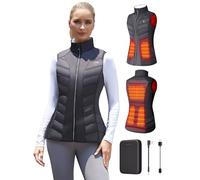 Heated Vest, Washable USB Charging Electric Heated Jacket for Women, 3 Stalls Adjustable Temperature, 5 Heating Pads, Suitable for Camping,Hiking,Hunting,Motorcycle (Black-Woman-Include Battey, Small)