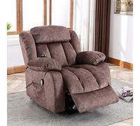Heated & Vibrating Heavy-Duty Riser Recliner Chair for Seniors - Overstuffed Comfort Design for Elderly Safety and Support