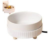 Heated Water Bowl, 350ml Heated Dog Bowl, Round Heated Water Dish, Pet Thermal Bowl for Dog Cat Rabbit (White)