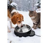 Heated Water Bowl for Dog & Cat, 3 Temperature Settings & 12H Timer, Outdoor Heated Pet Bowl with BPA-Free and 50oz Removable Stainless Steel Bowl for Chickens, Ducks, Birds, Anti-Chew Cord