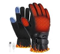 Heated Waterproof Gloves Winter, 3 Heat Settings, USB Heated Gloves, Breathable with Touch Function for Men and Women, Ideal for Motorcycle, Cycling, Hiking, Camping, Office and Outdoor Use