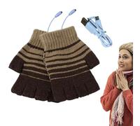 Heated Winter Gloves - USB Winter Fingerless Gloves Men Women - Knitting Typing, Thermal Insulation Heated Work for Ski, Snowboarding