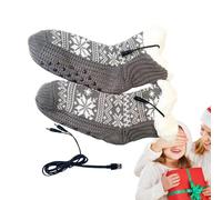 Heated Winter Socks - USB Electric Thermal Socks, Snowflake Design, Rechargeable Long Warmth Gear | Comfortable Self-Heating Feet Warmers for Outdoor Camping Skiing Motorcycle Hiking Work Men Women
